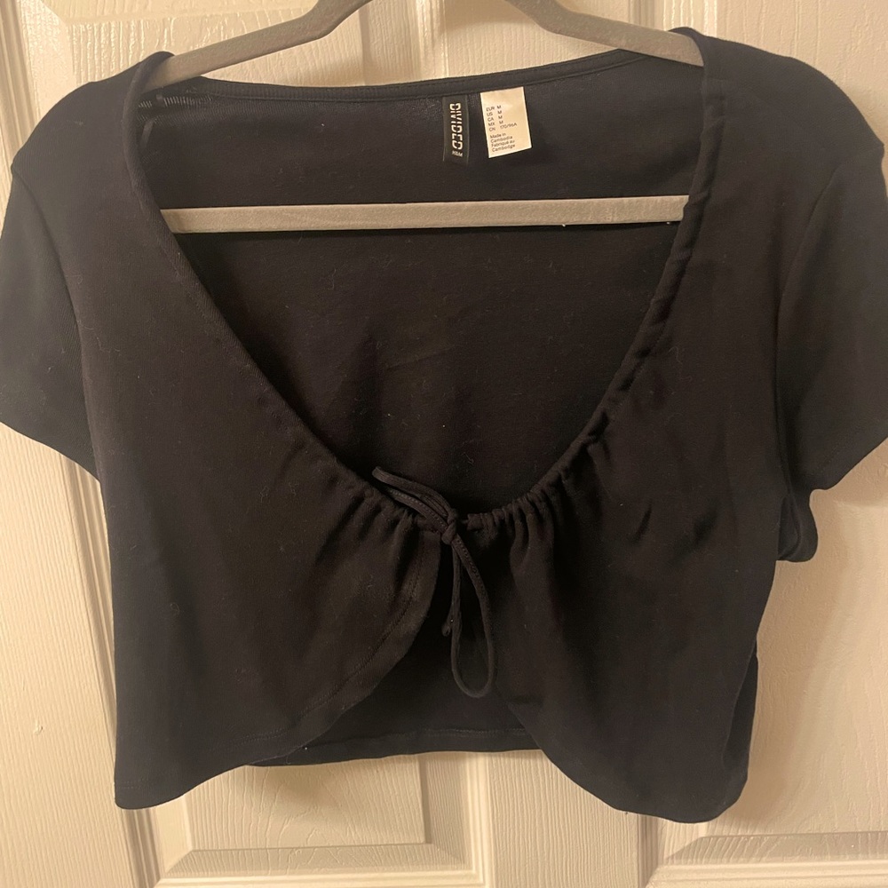 Medium black crop tie top from H&M